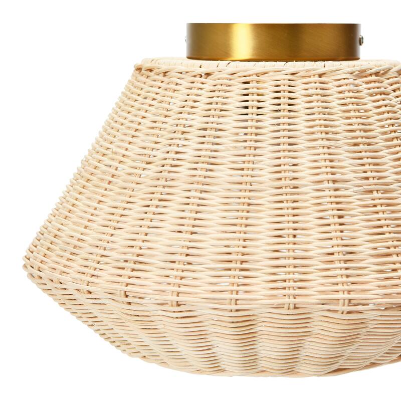 Rattan Shade Ceiling Lamp - 13.8"L x 13.8"W x 8.9"H