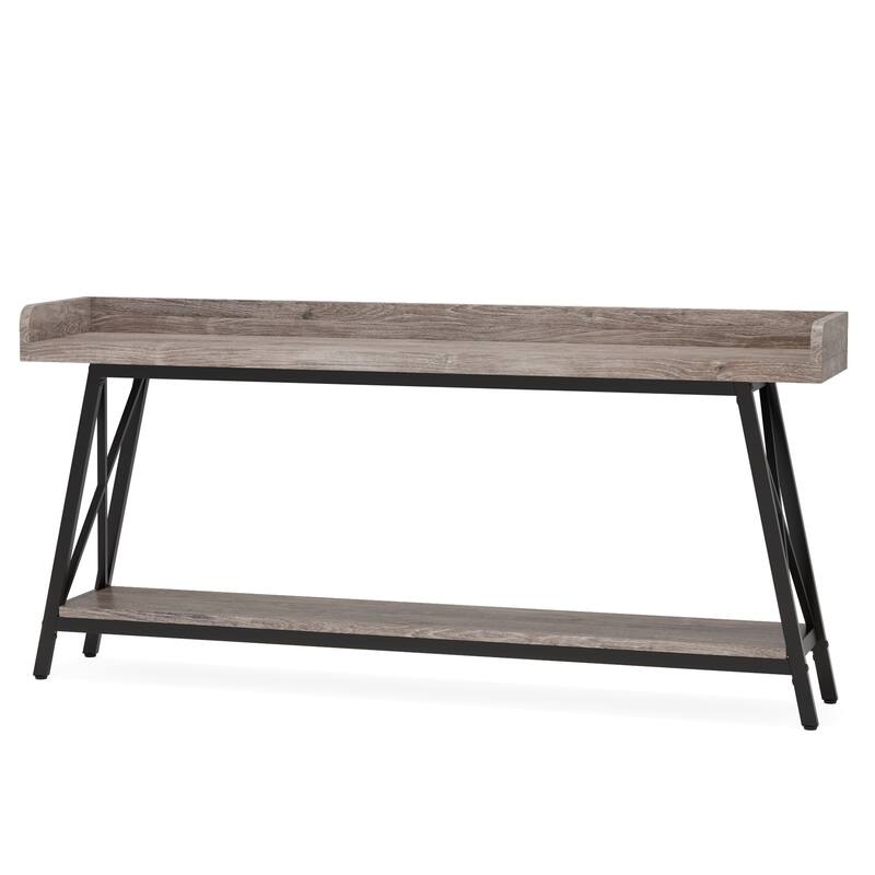 70.9" Extra Long Industrial Console Table, Rustic Grey Sofa Table Behind Couch, Narrow Entryway Hallway Bar Table