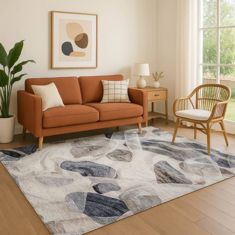 Premium Washable Super Soft Contemporary Jenna Mayfield Rug - Putty - 10' x 14'