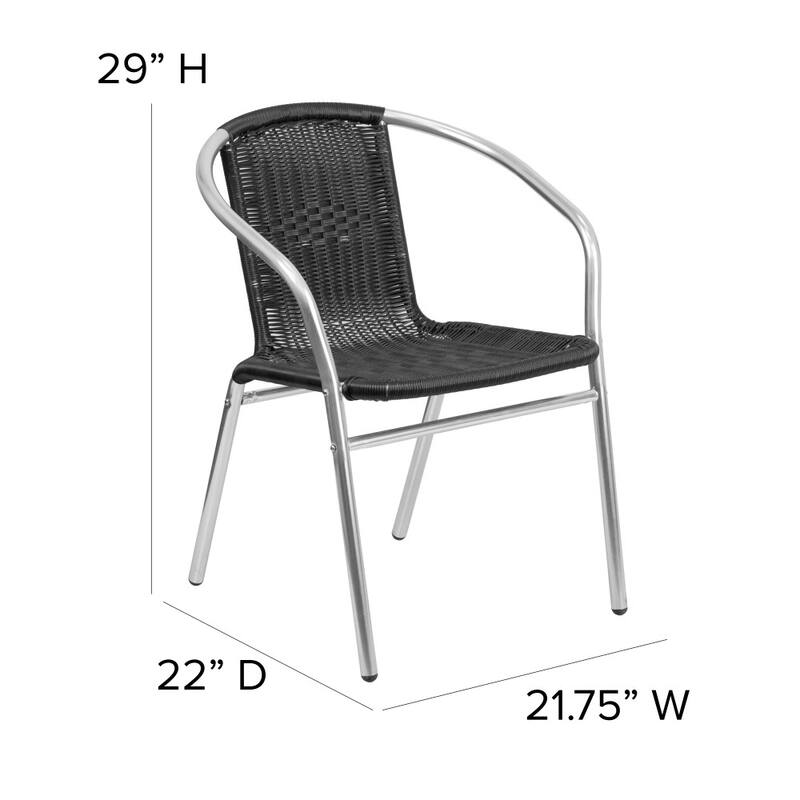 Aluminum and Rattan Commercial Indoor-Outdoor Restaurant Stack Chair