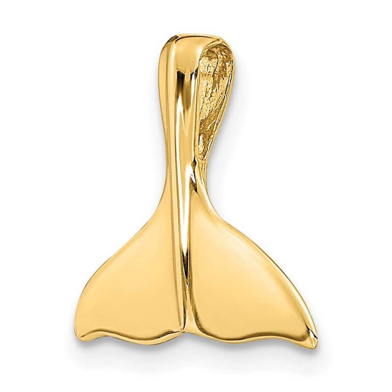 Curata 14k Yellow Gold Solid Polished Whale Tail Slide Pendant Necklace (15mm x 16mm)
