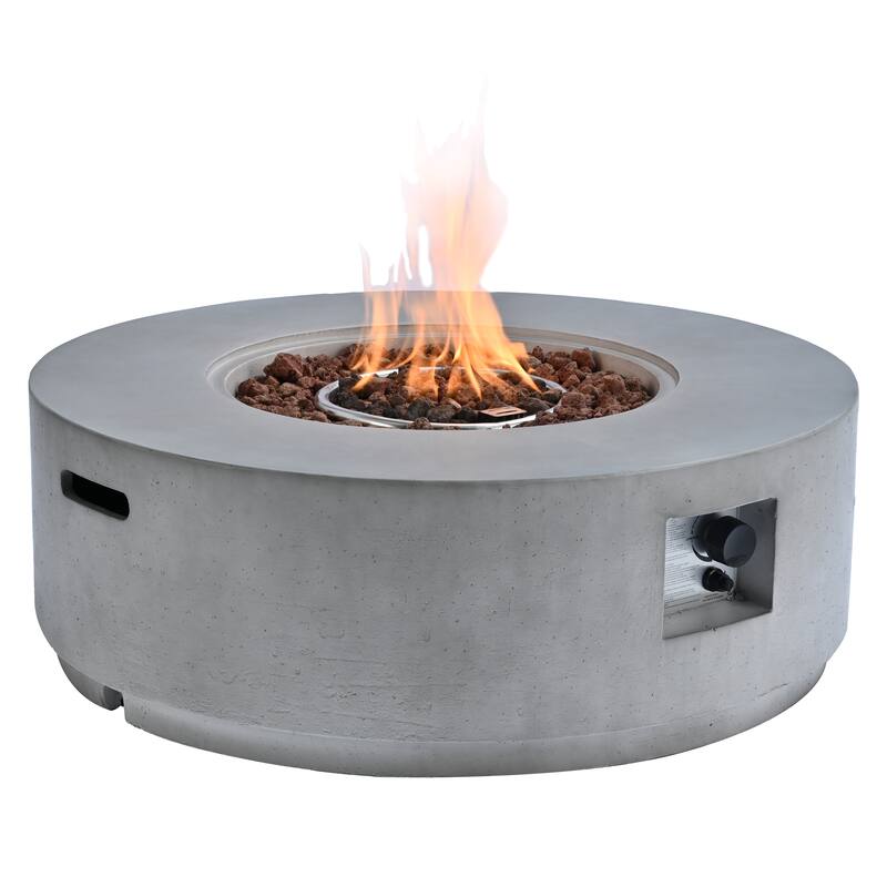 38.2" Round Outdoor Propane Fire Pit, Outside Fire Pit Table with 50000 BTU, Steel Burner, Lava Rocks, Waterproof Cover