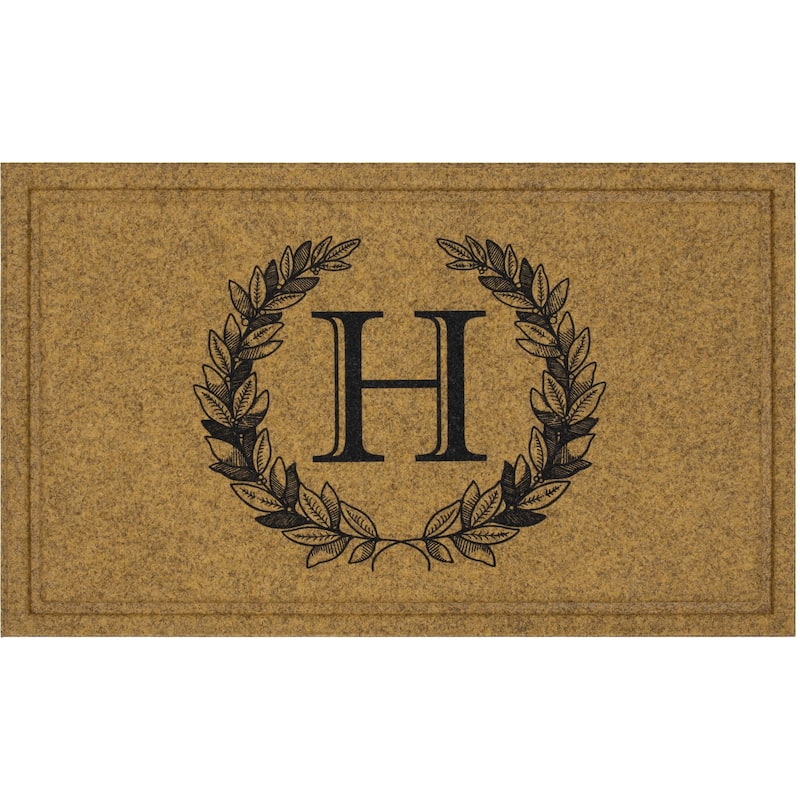 Mohawk Home Monogram Initial Faux Coir All Weather Recycled Rubber Door Mat - 1' 6" x 2' 6" - Laurel Monogram H