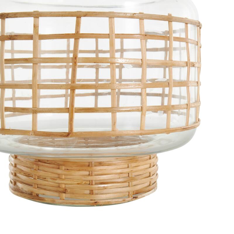 Clear Glass Handmade Rattan Wrapped Vase (Set of 2)