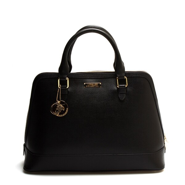 Versace Collections Women Leather Top Handle Handbag Satchel Black - L