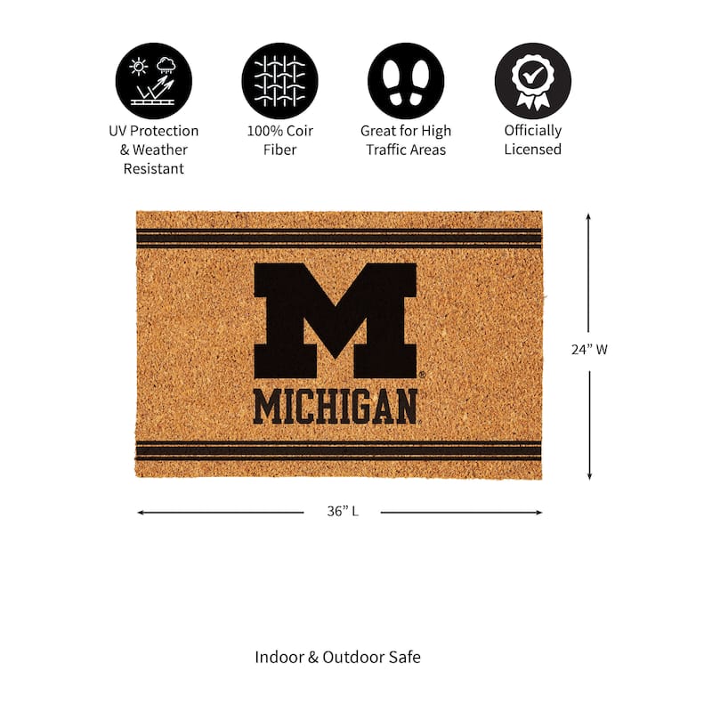 University Of Michigan Monochrome Indoor/Outdoor Coir Door Mat