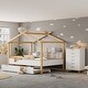 preview thumbnail 2 of 5, White Wood Frame Full House Bed with Storage and Headboard