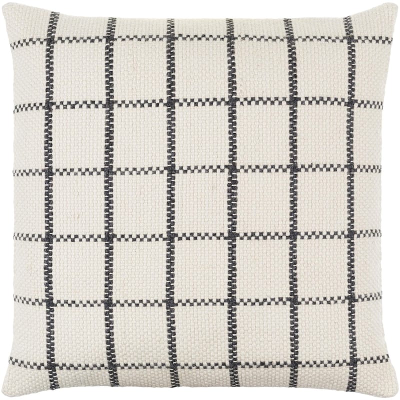 Daze Hand Woven Checkered Throw Pillow - 22x22 Cover Only - Black