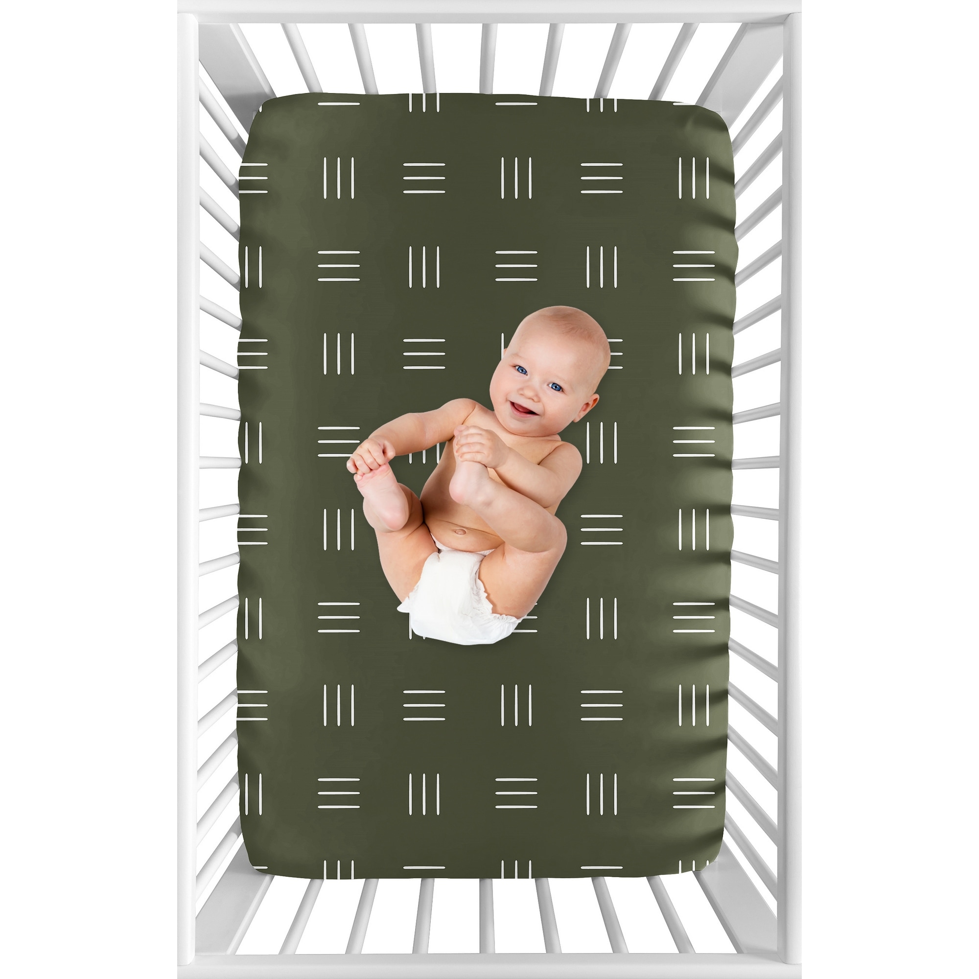 Sweet Jojo Designs Hunter Green Boy Girl Fitted Mini Crib Sheet Baby Nursery Portable Crib Pack And Play White Bohemian Woodland Tribal Mud Cloth