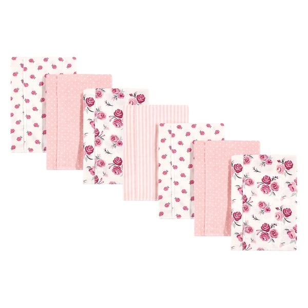 slide 1 of 1, Hudson Baby Infant Girl Cotton Flannel Burp Cloths 7pk, Cream Rose, One Size - Cream Rose - One Size One Size - Cream Rose