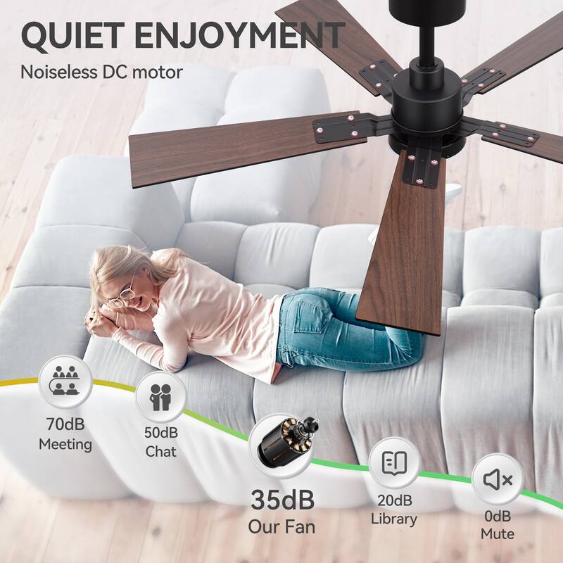 2 Set 42" Reversible 5-Blade Integrated LED Ceiling Fan with Light and Remote
