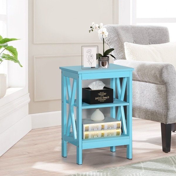 新品入荷 Modern Javlergo Nightstand Side Shelves Storage 3-tier with 絵画