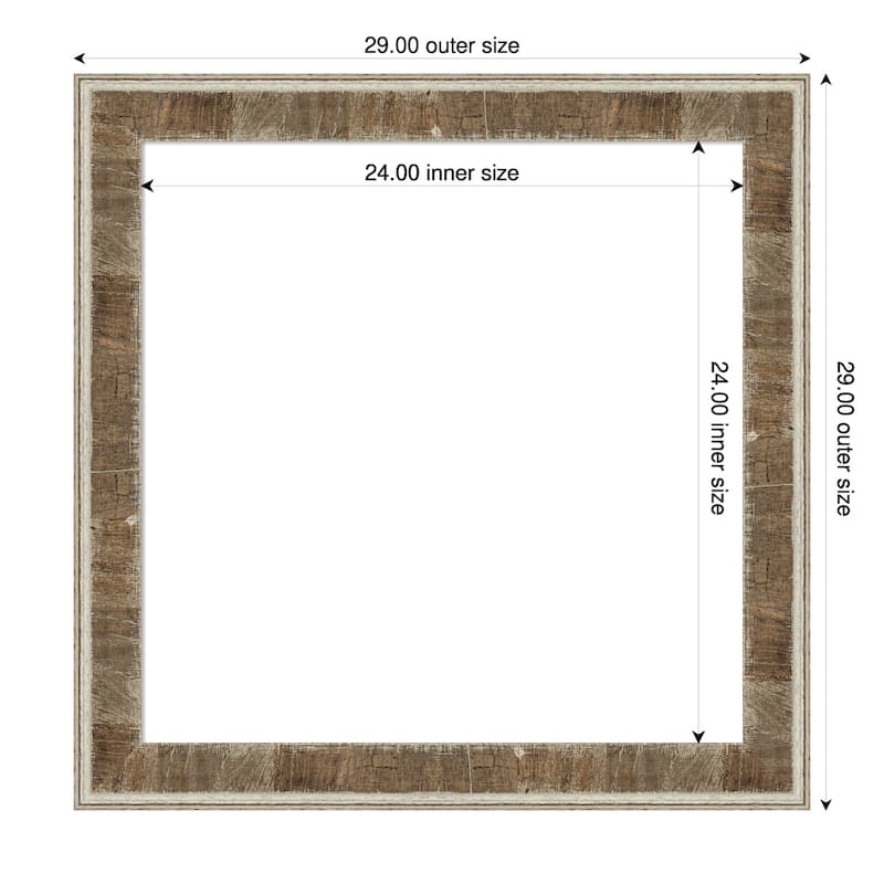 Amanti Art Farmhouse Brown Narrow Framed Dry Erase Magnetic Board - 29 x 29 in