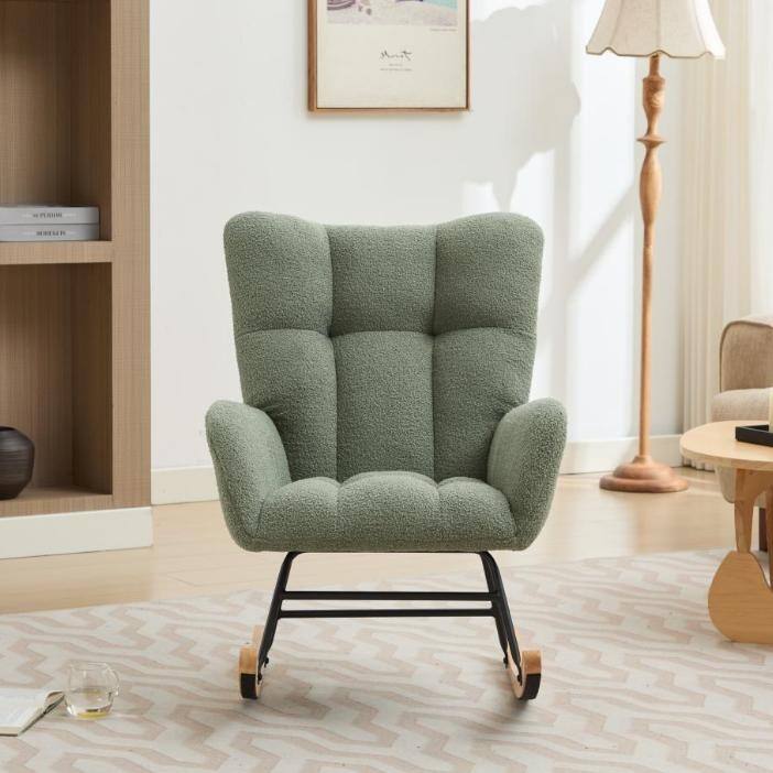 Modern Nursery Rocking Chair Upholstered Glider Chair with High Backrest