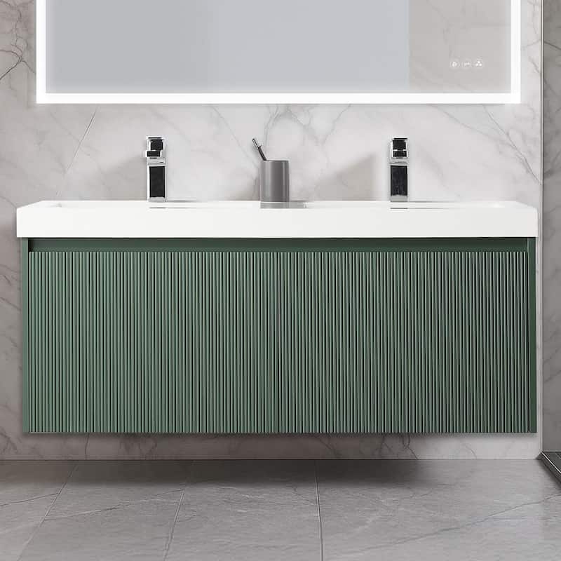 Blossom Positano 48" Floating Double Sink Vanity with Acrylic Top - Aventurine Green