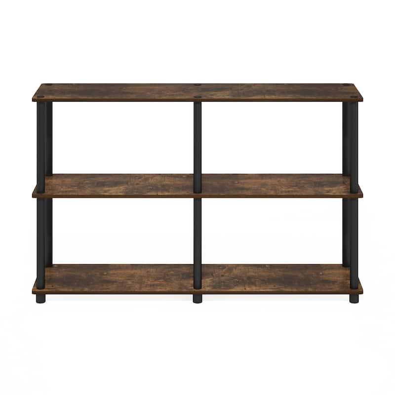 3 Tiers Wood Household Shelving Unit in Pine/Black (47.2 in. W x 29.5 in. H x 11.6 in. D) - 47.2