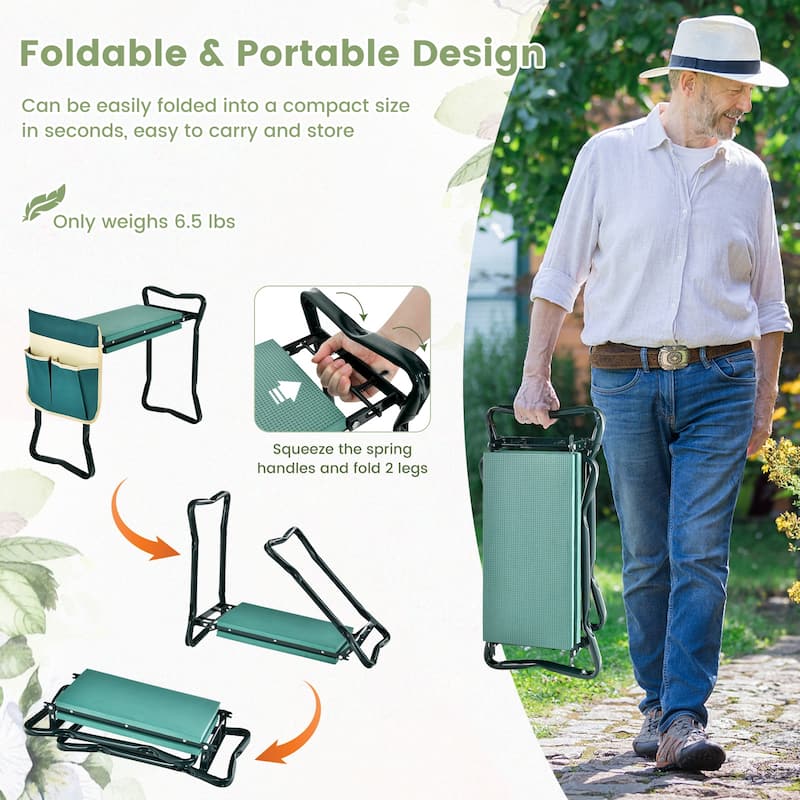 Costway Folding Sturdy Garden Kneeler Gardener Kneeling Pad & Cushion - See Details