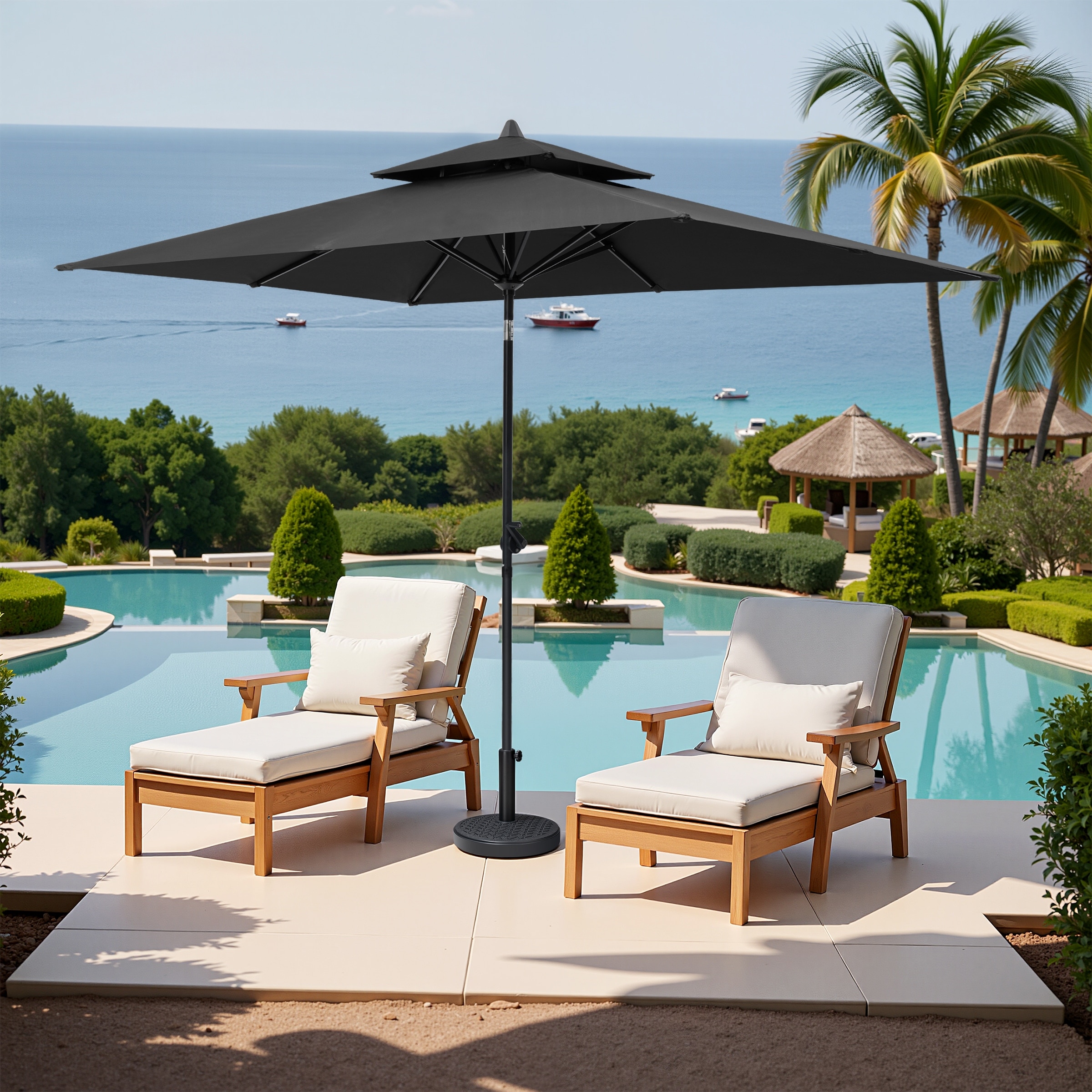 5 ft patio umbrellas Tangkula Umbrella, Outdoor Table Market Umbrella with Quick-Release Button, 4 Sturdy Ribs, Fade Resistant & Waterproof Canopy, Sun-protective, for Garden, Poolside, Backyard (Navy) : Patio, Lawn & cement base with two integrated wheels GAOMON 10x6.5 Ft Solar Rectangular