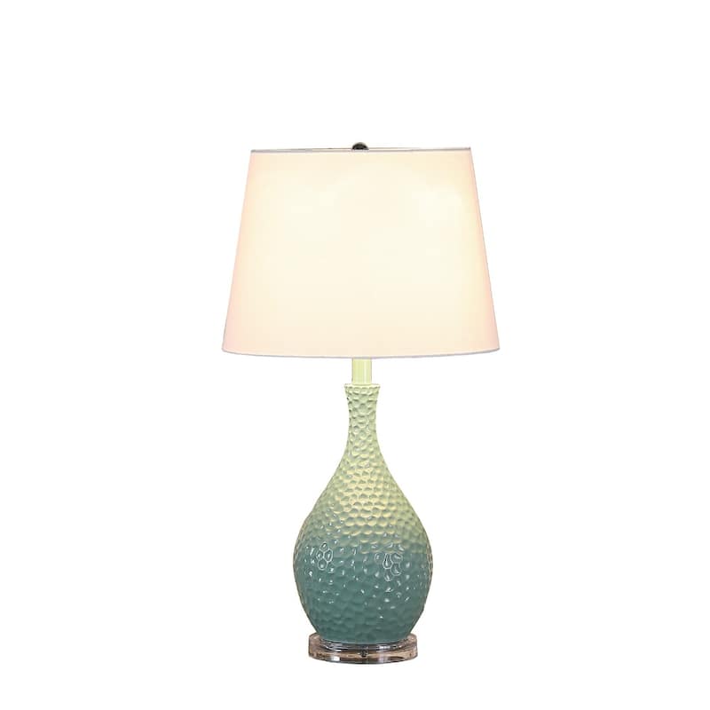 28 Inch Urn Table Lamp with Tapered Drum Shade for Living Room - 15" x 15" x 28"