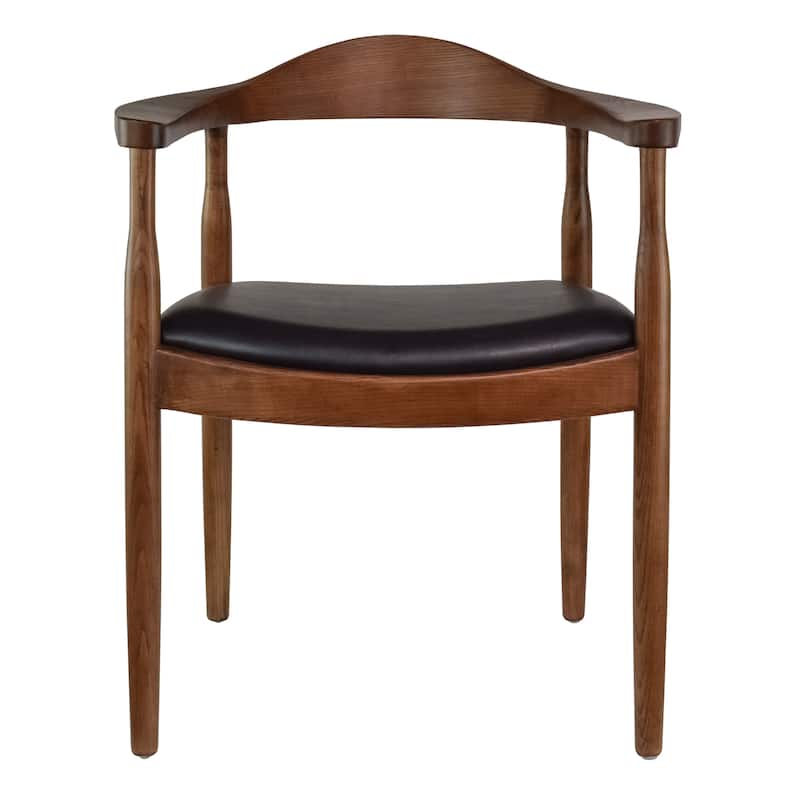Solid Wood Elbow Kennedy Chairs Oak and Faux Leather Dining Armchair For Kitchen Bedroom Office