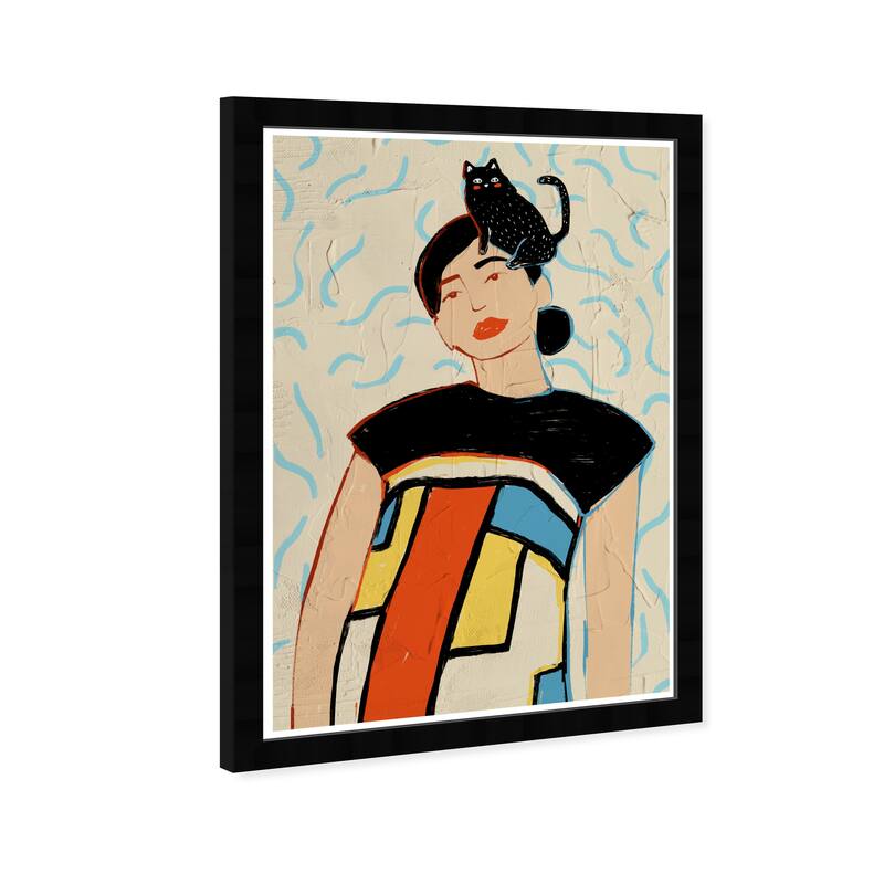 Wynwood Studio Prints Fashion and Glam Just A Girl and Her Cat Black and Modern & Contemporary Wall Art Canvas Print