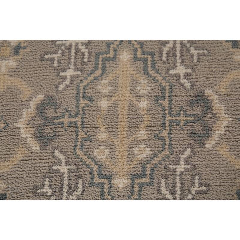 Earth Tone Oushak Indian Runner Rug Hand-Knotted Wool Carpet - 2'7" x 10'0"