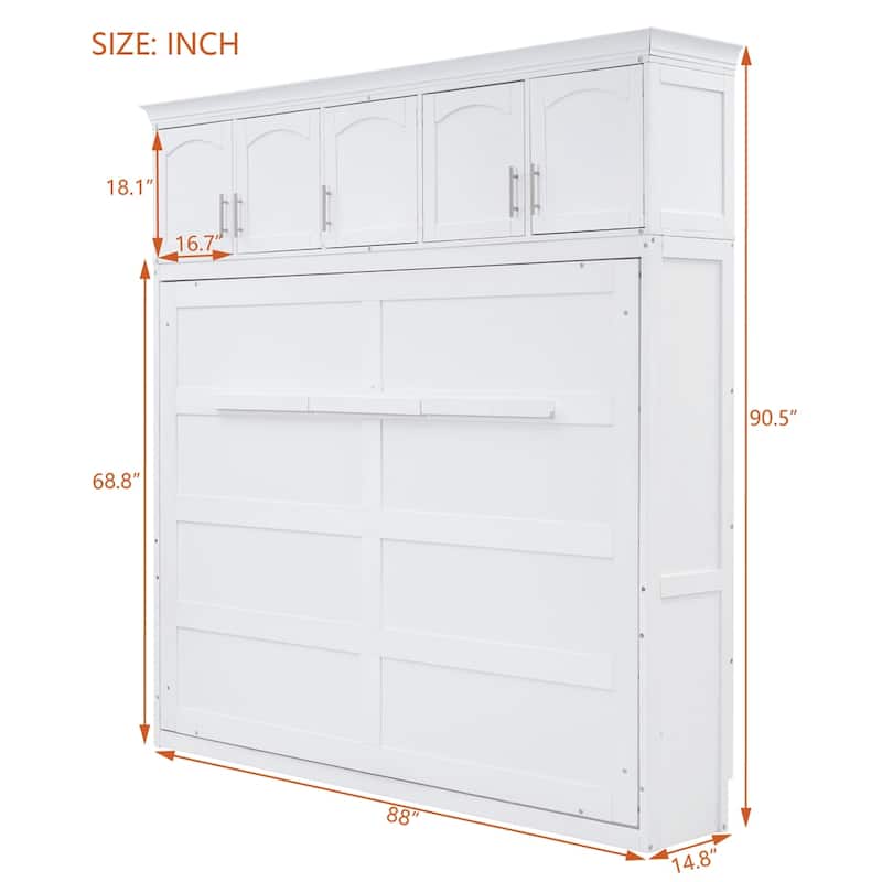 Queen Size Murphy Bed Wall Bed with Top Cabinets