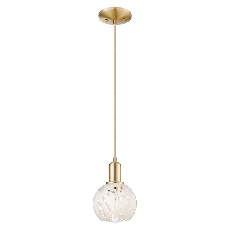 Innovations Lighting Endless Possibilities Arcadia - White Mouchette - 1 Light 6" Cord Hung Mini Pendant - Champagne Bronze