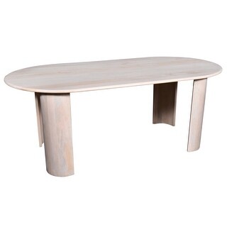 Modern 79" Solid Wood Oval Dining Table, White Oak Finish - Bed Bath ...