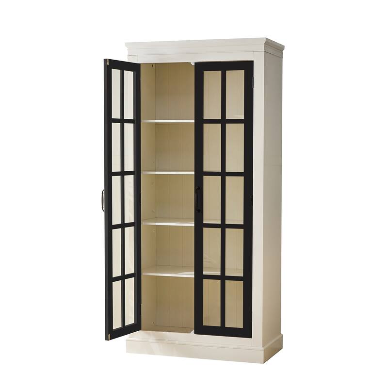 71.2" Curio Display Cabinet, Storage Shelves with Glass Door