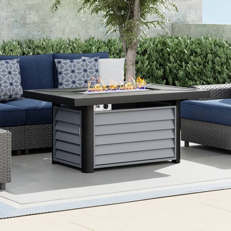 Corvus Wevok Rectangle Aluminum Propane Fire Pit Table