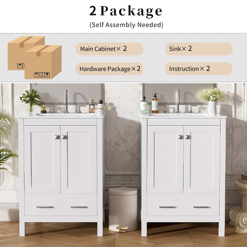 Roomfitters Modern 48" Bathroom Vanity with Undermount Sink, Storage Cabinet, Soft-Close Doors and Divided Drawer