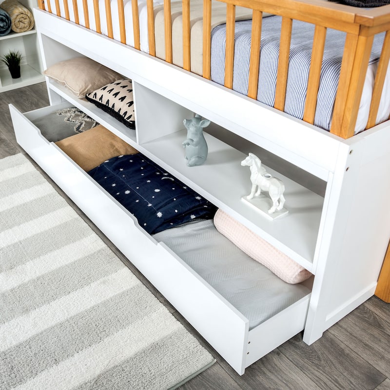 Furniture of America Orville Twin Captain Bed with Trundle and Open Storage Bookcase