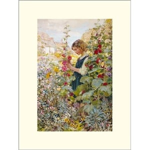 ''Girl Among the Hollyhocks'' by Alfred John Billinghurst Icon Art Collection Art Print (15.75 x 11.75 in.)