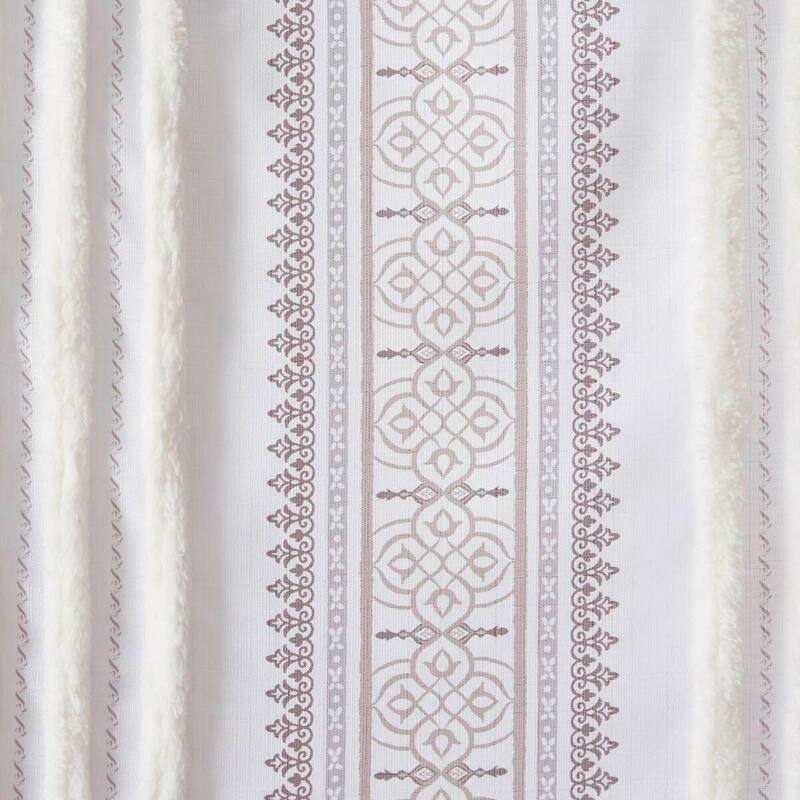Poly Printed Curtain Panel with Tufted Stripe