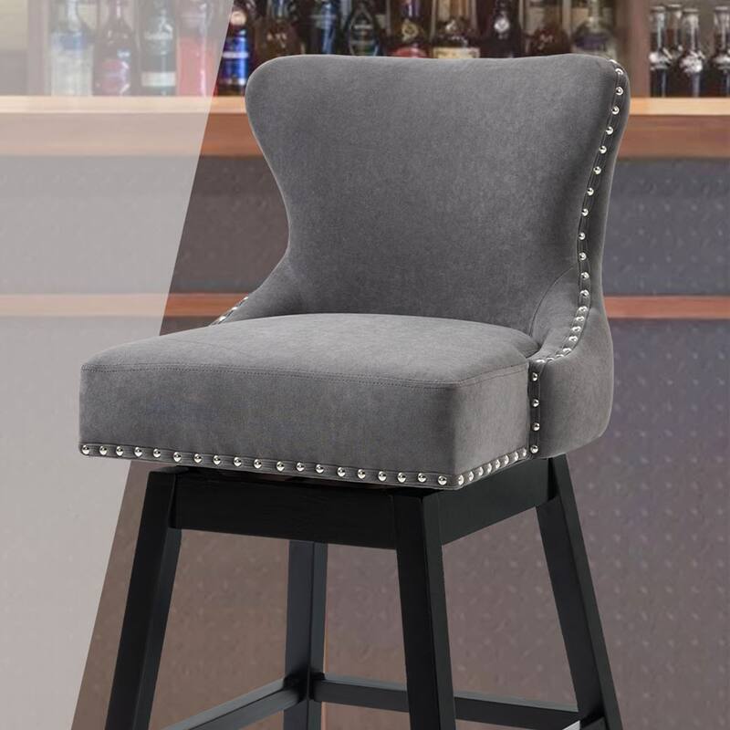 AVAWING Set of 2 Upholstered Fabric Bar Stools Chairs