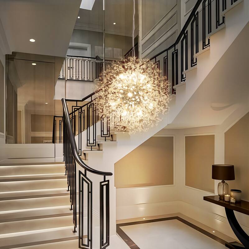 8/9/16-Light Modern Glam Linear Sputnik Globe Pendant Island Light Firework Starburst Crystal Chandelier with Crystal Beads