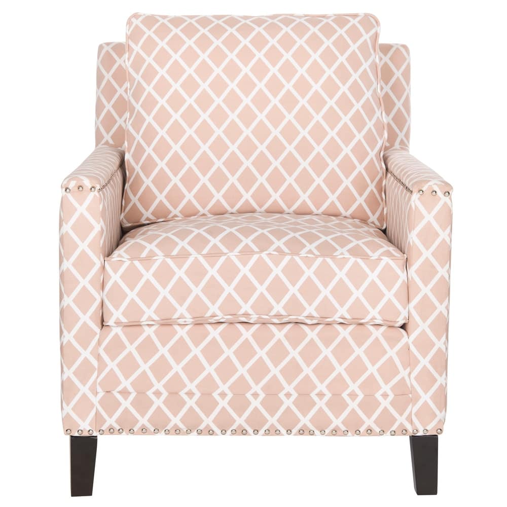SAFAVIEH Kylee Peach Pink/ White Polyester Fabric Club Chair - 28.5" x 31.9" x 38.2" - 29Wx32Dx38H