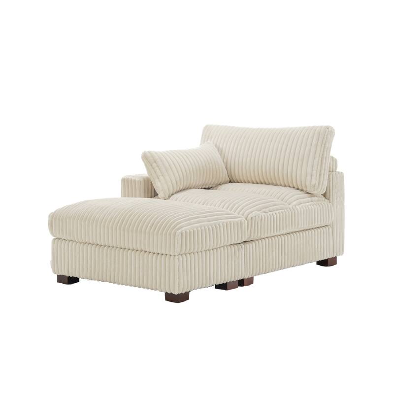 Upholstered Plush Flannel Modular Sectional Sofa with Pillows,Ajustable Headrest