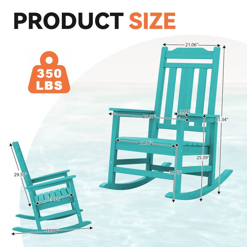 Outdoor Patio HDPE Rocking Chiar, Extra Wide Seat & Backrest