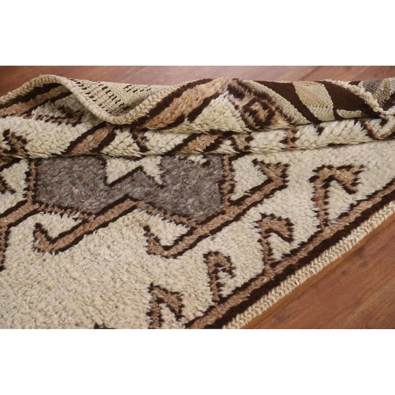 Geometric Anatolian Turkish Runner Rug Hand-knotted Wool Carpet - 3'5"x 11'11"