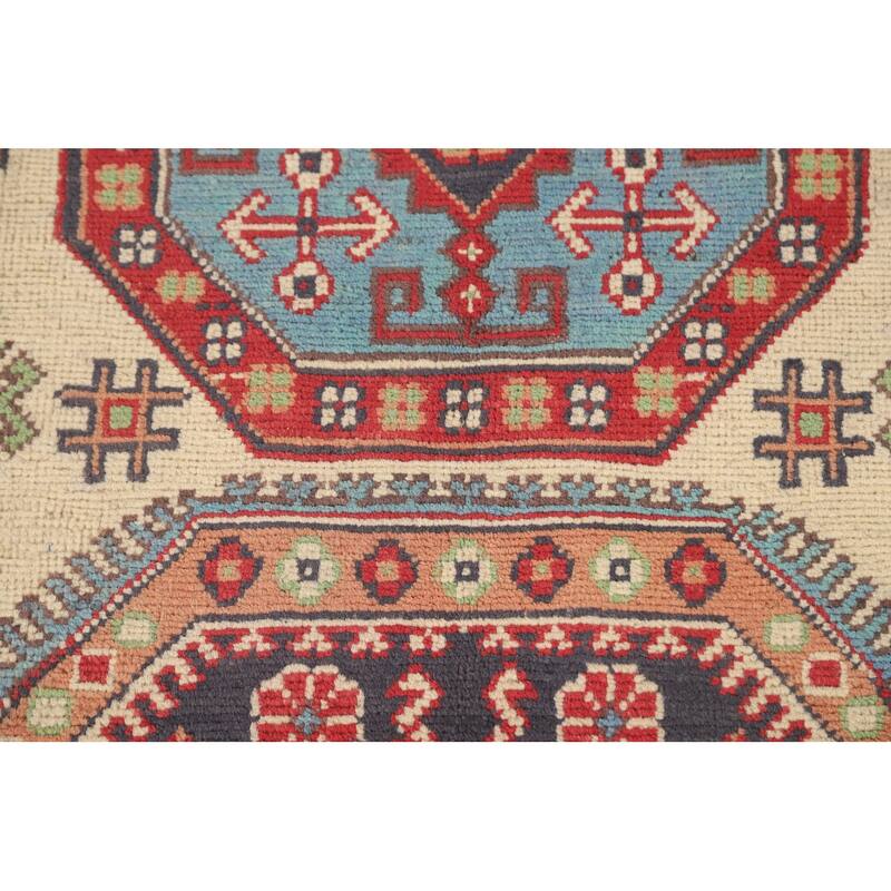 Kazak Area Rug Handmade Living Room Wool Carpet - 4'10" x 6'8"