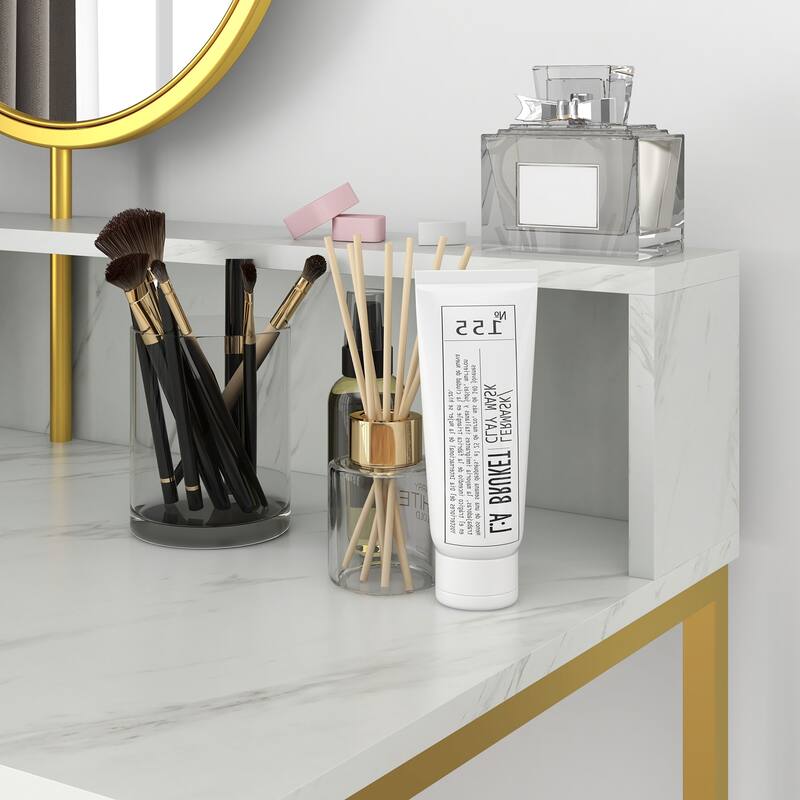 Modern Dressing Table Makeup Table with Mirror Open Storage Top