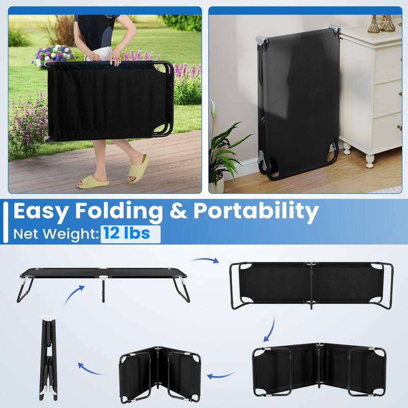 Gymax Folding Camping Bed Outdoor Portable Military Cot Sleeping