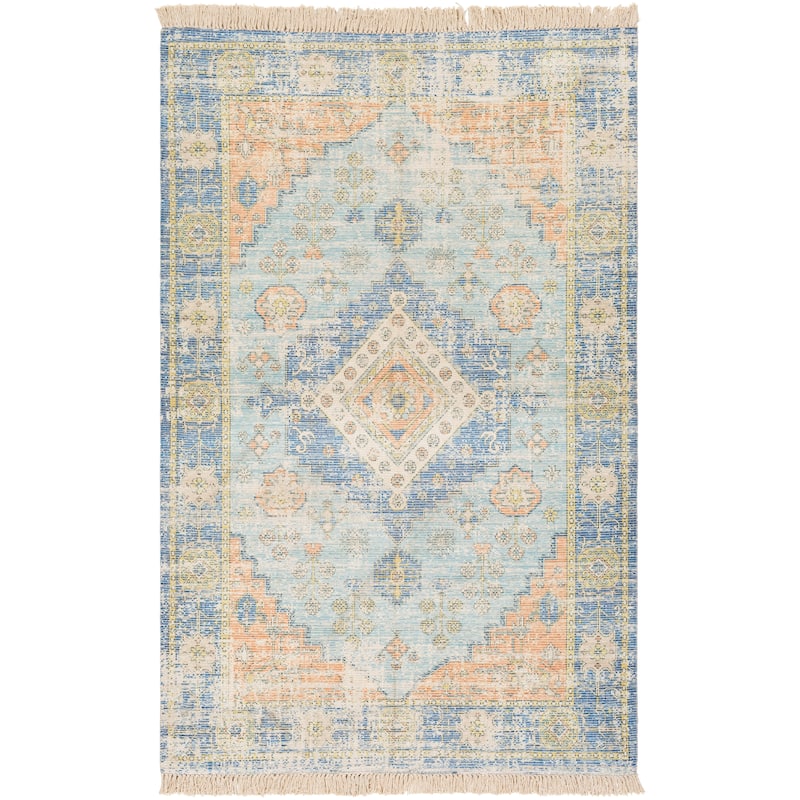 Livabliss Barack Distressed Medallion Handmade Cotton Area Rug