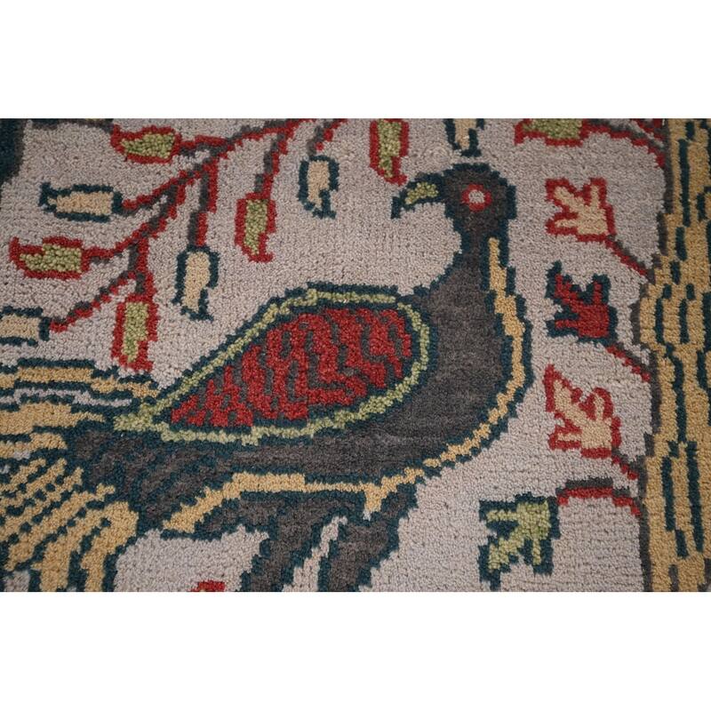 Animal Pictorial Ziegler Indian Rug Hand-Knotted Wool Carpet - 4'1"x 5'10"