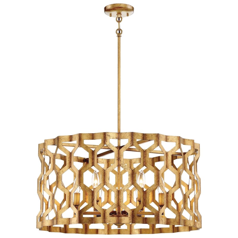 Metropolitan Coronade Convertible 6 Light 26" Wide Drum Chandelier / - Pandora Gold Leaf