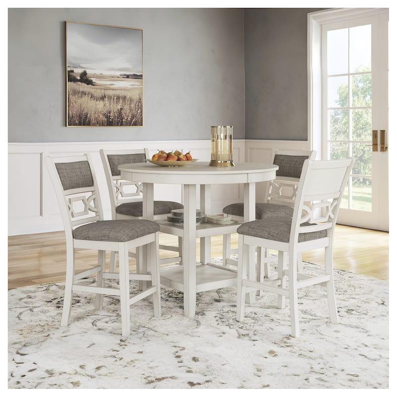 Signature Design by Ashley Erinberg White/Gray Dining Counter Table Set (Set of 5) - 42" W x 42" D x 36" H - White