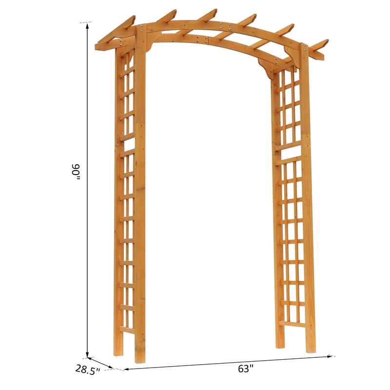 GDFStudio Outdoor Thalassa Fir Wood Garden Arch with Pergola Top for Outdoor Plants