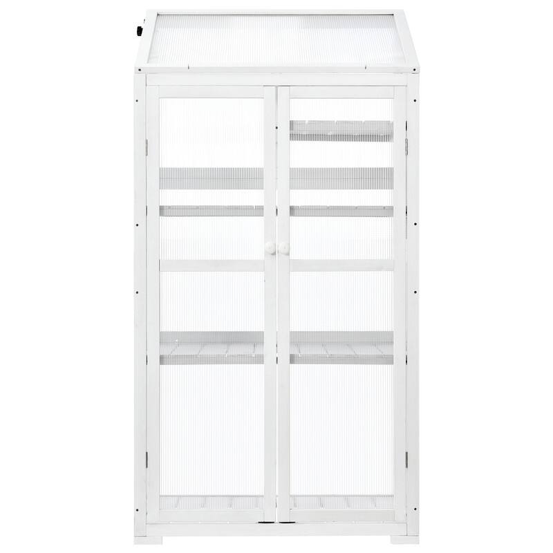 62inch Height Wood Large Greenhouse Balcony Portable Cold Frame with Wheels and Adjustable Shelves